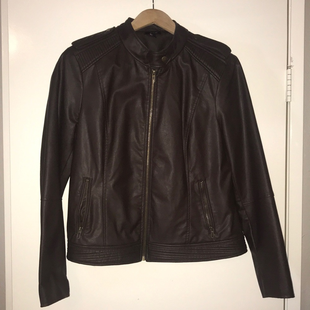 Apt 9 faux leather moto jacket in brown